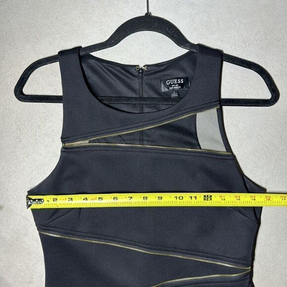 Guess Los Angeles Mini Dress Black Gold Zippers - Picture 5 of 9